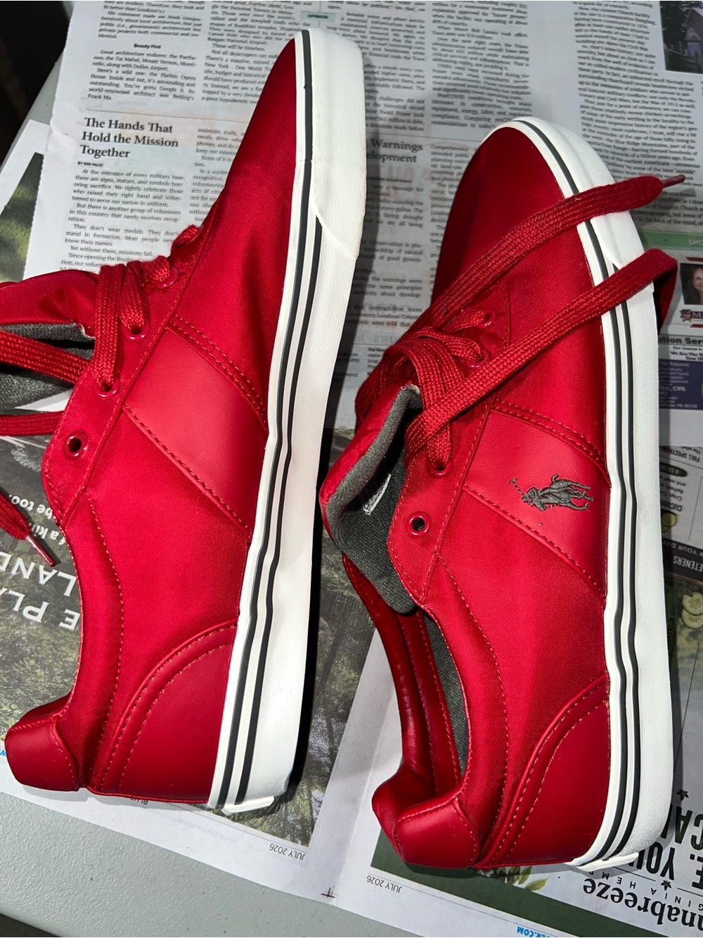 Polo by Ralph Lauren Red Low-Top Sneakers with White Sole